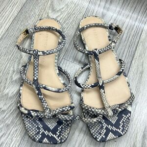 VERONICA BEARD | Snakeskin Embossed Leather Gladiator Sandals